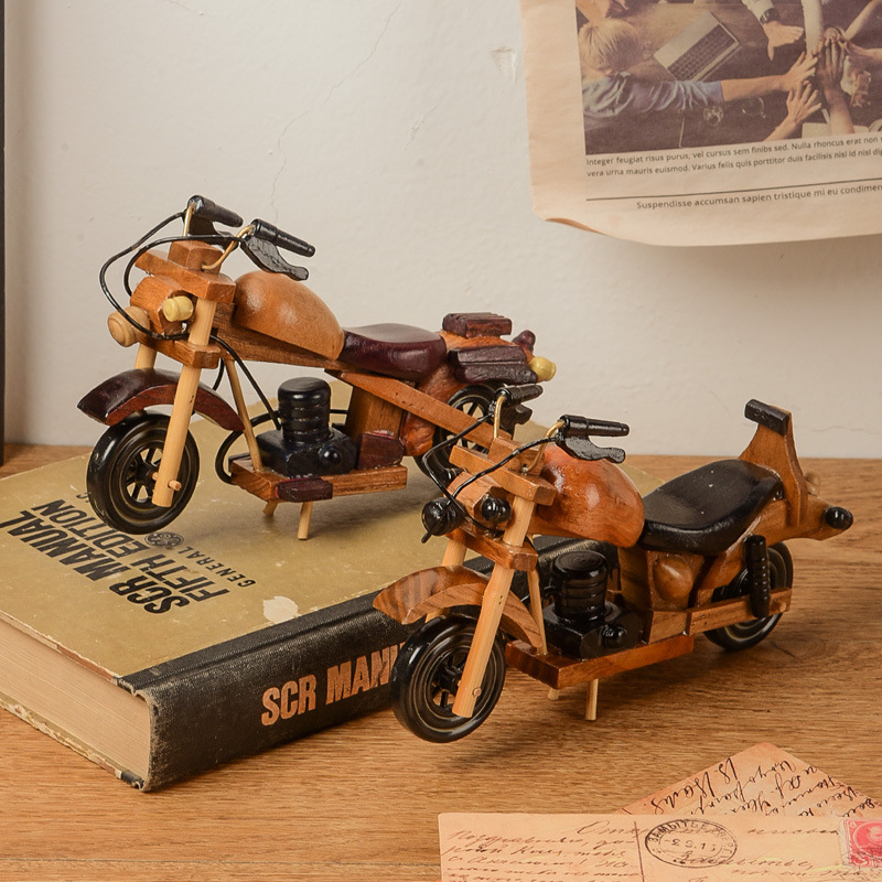 Retro wooden motorcycle ornaments