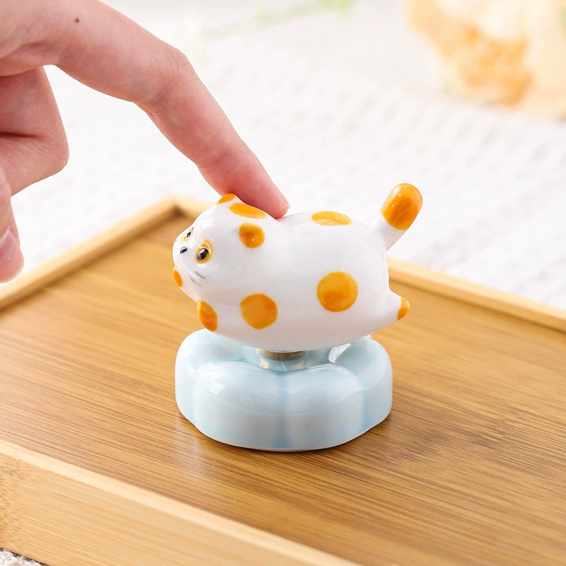 Polka Dot Cat Spinning Figurine