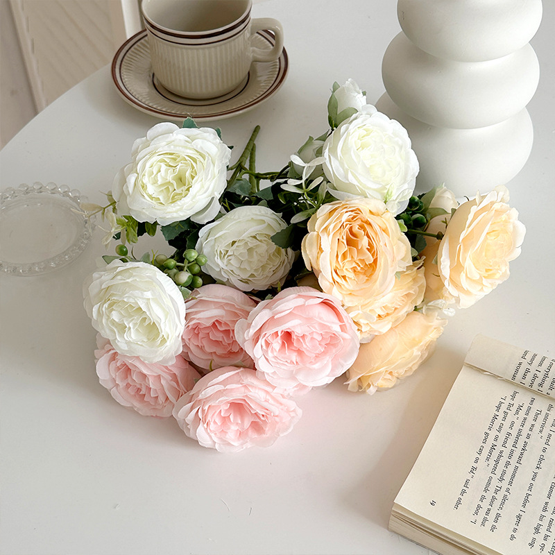 Artificial Peony Flowers, Persian Roses, Small Bundles of Fake Flowers