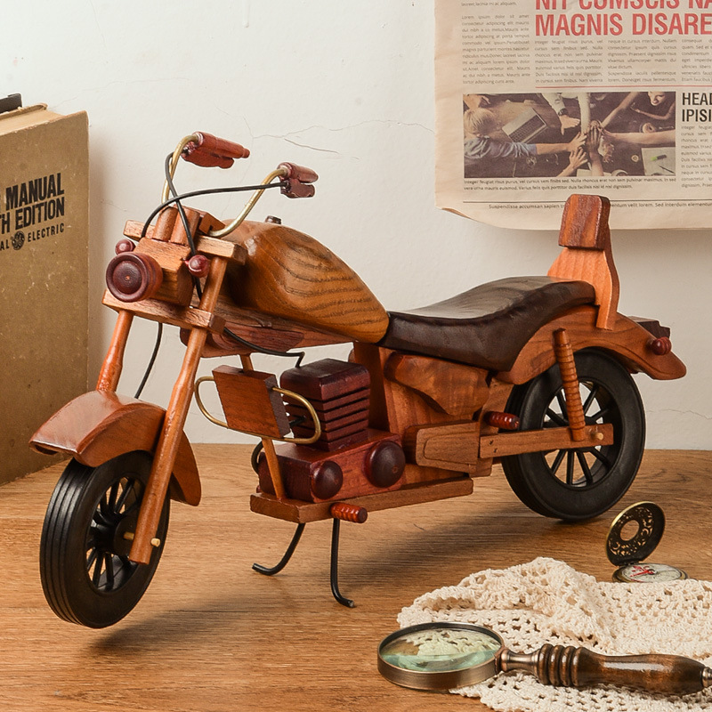 Retro wooden motorcycle ornaments