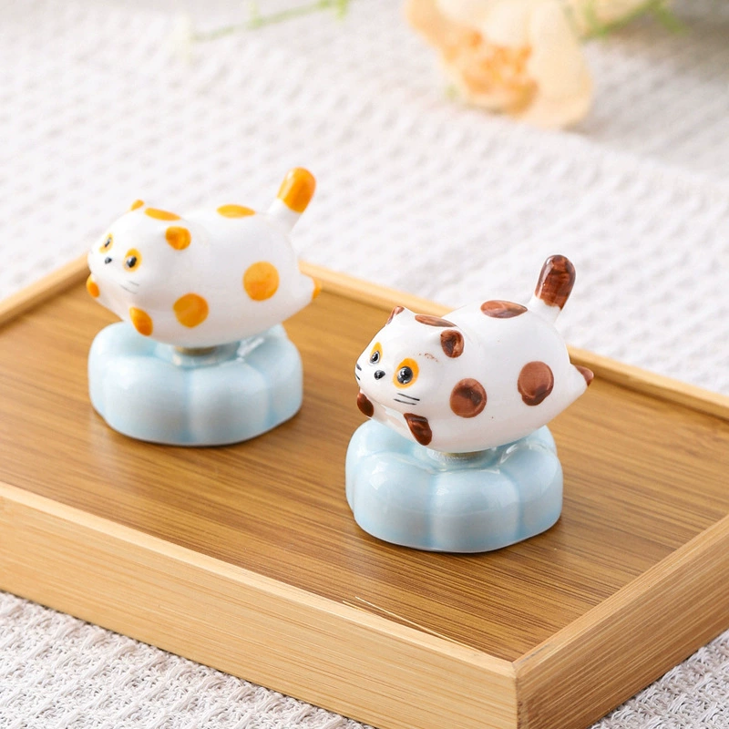 Polka Dot Cat Spinning Figurine