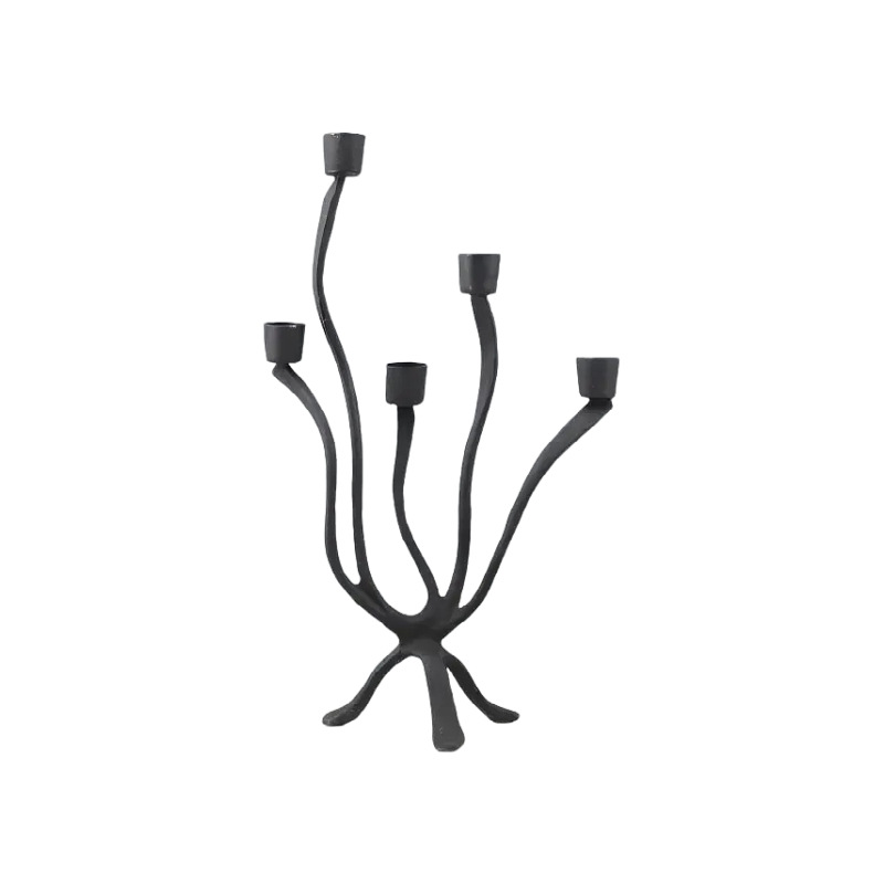 Modern minimalist irregular metal branch multi-headed candlestick decorative ornament