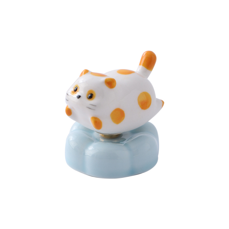 Polka Dot Cat Spinning Figurine